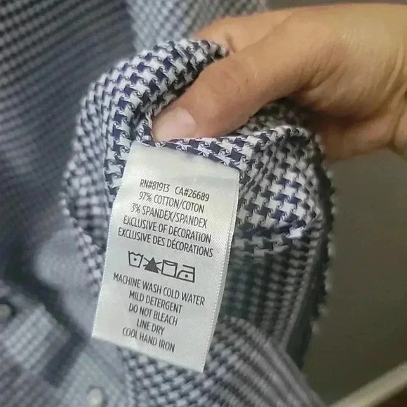 Robert Graham Howells Tailored-Fit Houndstooth Shirt Navy Size XL $158 - Picture 6 of 6